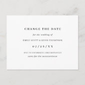 Minimalistisch Schwarz und Weiß ändern das Datum Ankündigungspostkarte (Vorderseite)