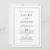 Minimalistisch Schwarz und Weiß auf einer Hochzeit Einladung (Vorderseite)