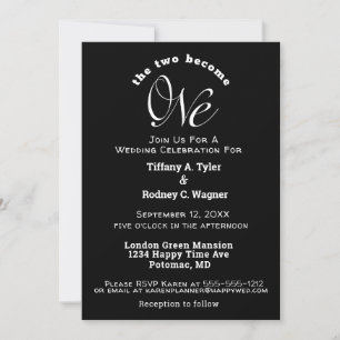 Minimalistisch Schwarz und Weiß die eine Hochzeit Einladung