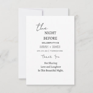 Minimalistisch Schwarz und Weiß die Nacht vor der Dankeskarte