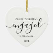 Minimalistisch Schwarz und Weiß Erste Weihnachtsze Keramik Ornament (Vorne)