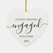 Minimalistisch Schwarz und Weiß Erste Weihnachtsze Keramik Ornament (Hinten)