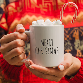 Minimalistisch Schwarz und Weiß frohe Weihnachten Kaffeetasse