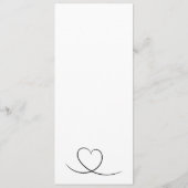Minimalistisch Schwarz und Weiß mit Herzenshochzei Menükarte (Rückseite)