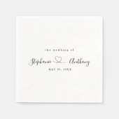 Minimalistisch Schwarz und Weiß mit Herzenshochzei Serviette (Vorderseite)