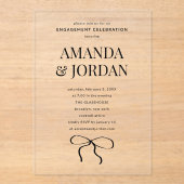 Minimalistisch Schwarz und Weiß mit Verlobung von Acryleinladungen (Vorderseite)