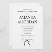 Minimalistisch Schwarz und Weiß mit Verlobung von  Einladung (Vorne/Hinten)