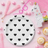 Minimalistisch Schwarz und Weiß perfekt für Paare Pappteller (Party)