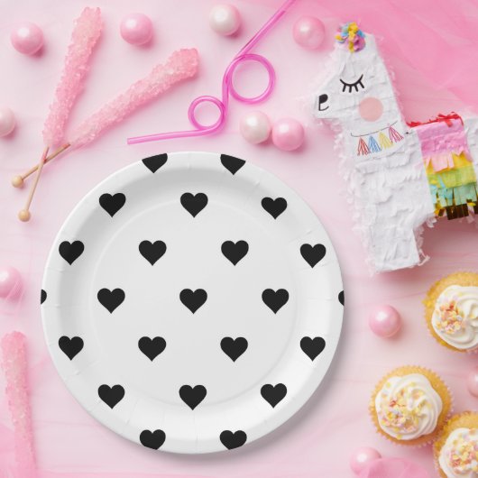 Minimalistisch Schwarz und Weiß perfekt für Paare Pappteller (Party)