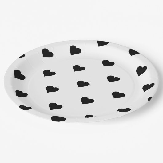 Minimalistisch Schwarz und Weiß perfekt für Paare Pappteller (Schrägansicht)