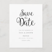 Minimalistisch Schwarz und Weiß Save the Date Ankündigungspostkarte (Vorderseite)