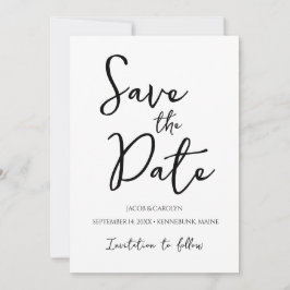 Minimalistisch Schwarz und Weiß Save the Date einf Einladung