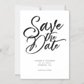 Minimalistisch Schwarz und Weiß Save the Date Magneteinladung (Vorderseite)