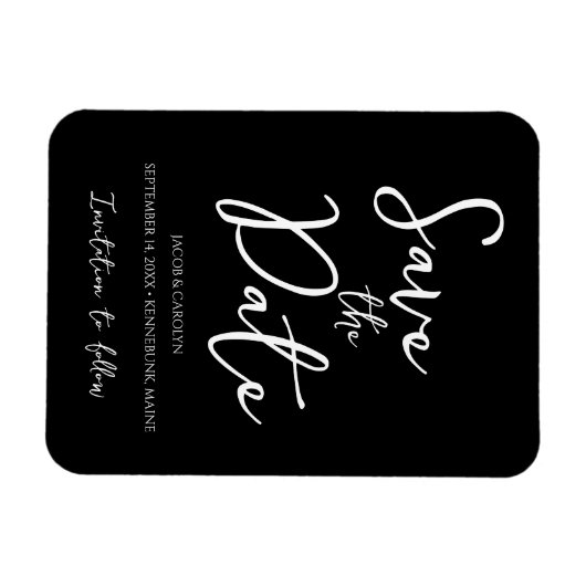 Minimalistisch Schwarz und Weiß speichern das Datu Magnet (Horizontal)