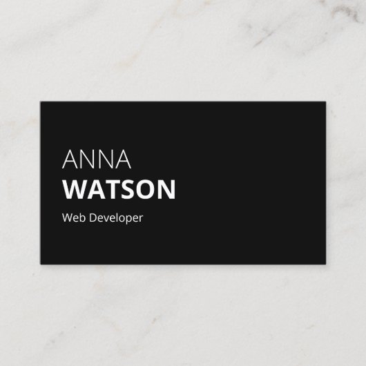 Minimalistisch Schwarz und Weiß Telefonnummerkarte (Vorderseite)
