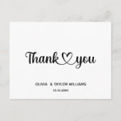 Minimalistisch Schwarz und Weiß Vielen Dank Postkarte (Vorderseite)