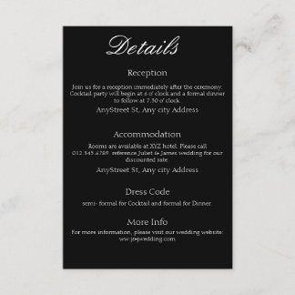 Minimalistisch Schwarz und Weiß zeitlos Begleitkarte