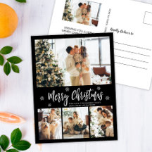 Minimalistisch Schwarz-weiß 4 FotoCollage Weihnach