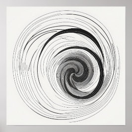 Minimalistisch Schwarz-Weiß-Abstrakt-Vortex Poster