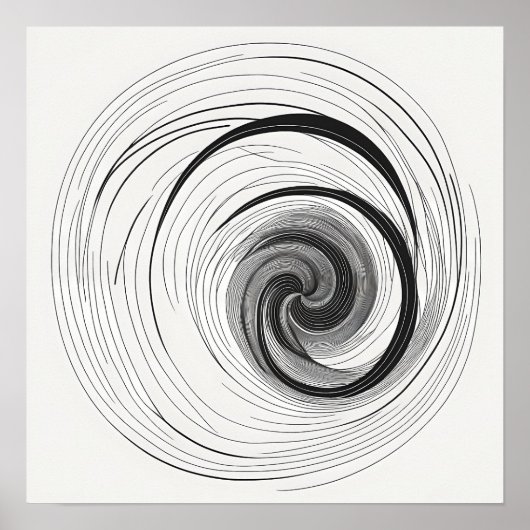 Minimalistisch Schwarz-Weiß-Abstrakt-Vortex Poster (Vorne)