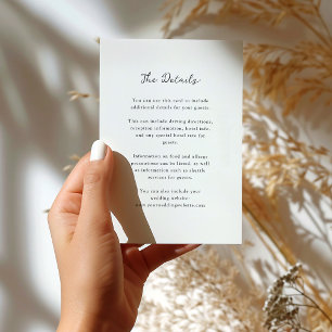 Minimalistisch Schwarz/Weiß Angaben zum Hochzeit Begleitkarte
