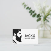 Minimalistisch Schwarz-Weiß-Barbershop Visitenkarte (Stehend Vorderseite)