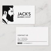 Minimalistisch Schwarz-Weiß-Barbershop Visitenkarte (Vorne/Hinten)