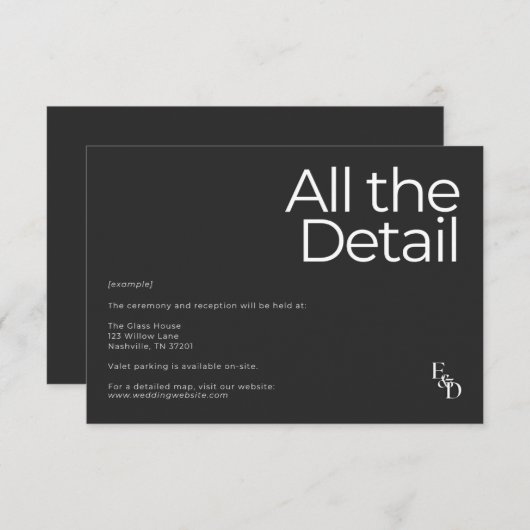 Minimalistisch Schwarz/Weiß Begleitkarte (Vorne/Hinten)