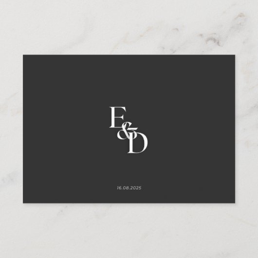 Minimalistisch Schwarz/Weiß Begleitkarte (Rückseite)