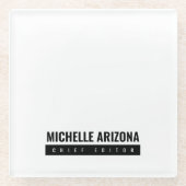 Minimalistisch Schwarz/Weiß Beruflich Glasuntersetzer (Vorderseite)