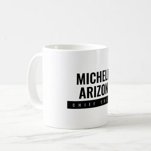 Minimalistisch Schwarz/Weiß Beruflich Kaffeetasse (Vorderseite Links)