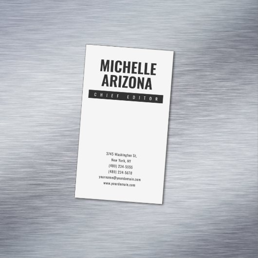 Minimalistisch Schwarz/Weiß Beruflich Magnetische Visitenkarte (Beispiel)