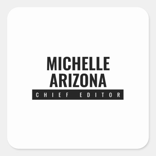 Minimalistisch Schwarz/Weiß Beruflich Quadratischer Aufkleber (Vorderseite)