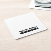 Minimalistisch Schwarz/Weiß Beruflich Rechteckiger Pappuntersetzer (angewinkelt)