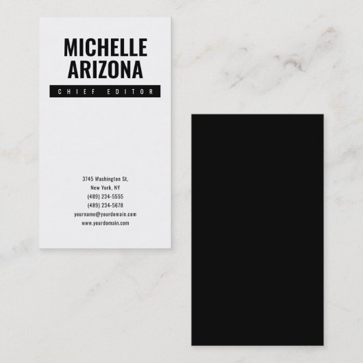 Minimalistisch Schwarz/Weiß Beruflich Visitenkarte (Vorne/Hinten)