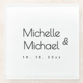 Minimalistisch Schwarz-Weiß-Berufliche moderne Nam Glasuntersetzer (Vorderseite)