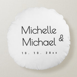 Minimalistisch Schwarz-Weiß-Berufliche moderne Nam Rundes Kissen