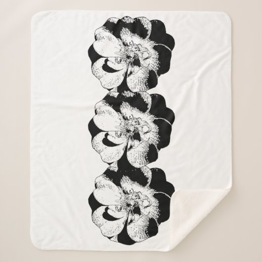 Minimalistisch Schwarz-Weiß-Blütendecke Sherpadecke (Vorderseite)