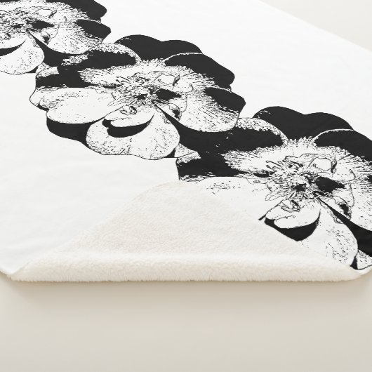 Minimalistisch Schwarz-Weiß-Blütendecke Sherpadecke (3/4)