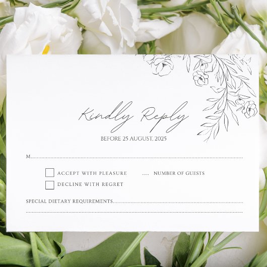 Minimalistisch Schwarz-Weiß-Delikatesse RSVP Karte