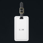 Minimalistisch Schwarz-Weiß-Einfache Einfache Mono Gepäckanhänger<br><div class="desc">Einfache Gepäckmarke mit modernem und dennoch elegantem Design mit zwei Buchstaben-Monogramm,  umgeben von einem Rand in klassischem Schwarz und Weiß. Die Rückseite hat Ihre Kontaktinformationen. Dieses schicke und stilvolle Gepäckanhänger ist ideal für den minimalistischen Reisenden.</div>