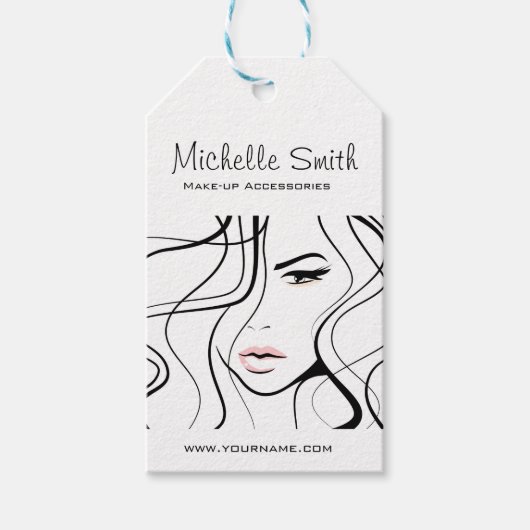 Minimalistisch Schwarz-Weiß-Elegant Feminine Makeu Geschenkanhänger (Vorderseite)