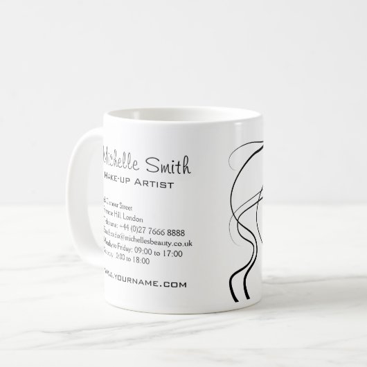 Minimalistisch Schwarz-Weiß-Elegant Feminine Makeu Kaffeetasse (Vorderseite Links)