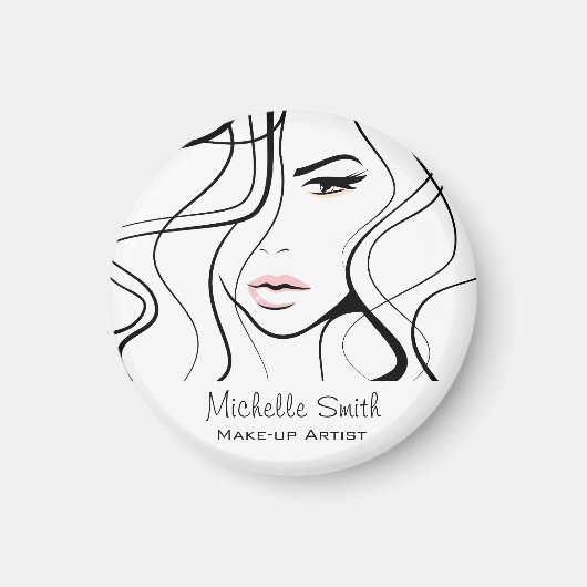Minimalistisch Schwarz-Weiß-Elegant Feminine Makeu Magnet (Vorne)