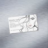 Minimalistisch Schwarz-Weiß-Elegant Feminine Makeu Magnetische Visitenkarte (Beispiel)