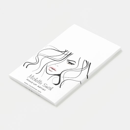 Minimalistisch Schwarz-Weiß-Elegant Feminine Makeu Post-it Klebezettel (angewinkelt)