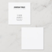 Minimalistisch Schwarz-weiß Elegant Schlicht Trend Quadratische Visitenkarte (Vorne/Hinten)