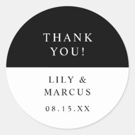 Minimalistisch Schwarz-Weiß-Elegante Hochzeitsguns Runder Aufkleber