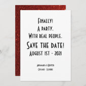 Minimalistisch Schwarz/Weiß Endlich ein Party Einladung (Vorne/Hinten)