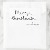 Minimalistisch Schwarz & Weiß frohe Weihnachten Rechteckiger Aufkleber (Tasche)